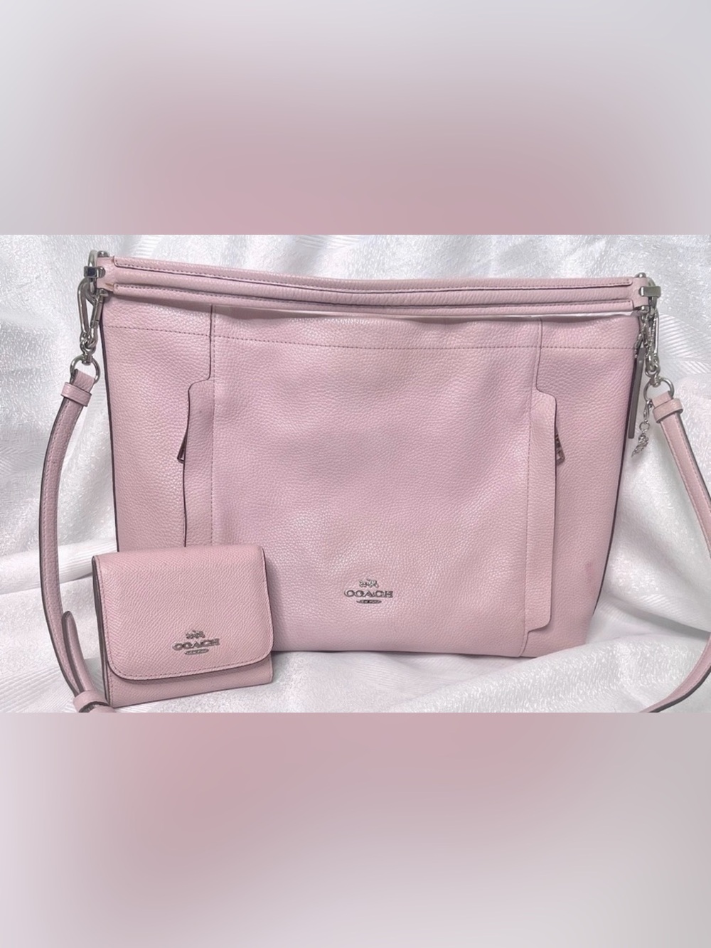 Pebble Leather Pink Coach Scout Hobo Bag/wallet for the price of the bag alone